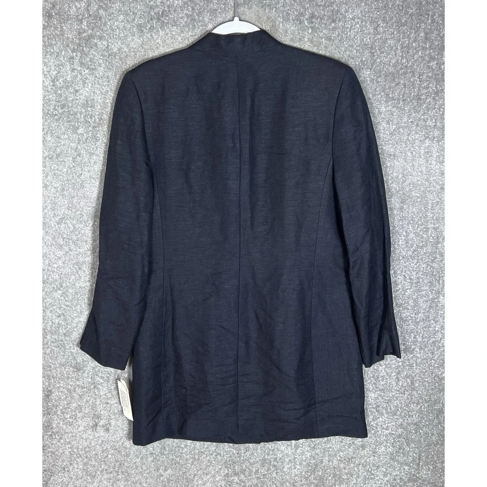 Vintage GH Signature Linen Blend Blazer Skirt Suit Womens Sz 12 Blue Lined New